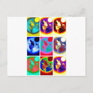 Pop Art Wolf Postkarte