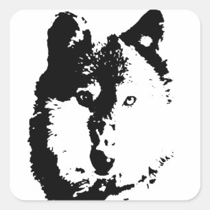 Pop Art Wolf Quadratischer Aufkleber