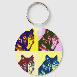 Pop Art Wolf Schlüsselanhänger