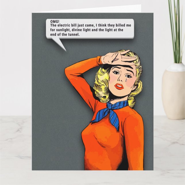 Pop Art Woman Cry Karte (Vorderseite)