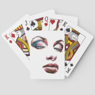 Pop Art Womans Gesicht Schönheit Abstrakte Kunst   Spielkarten