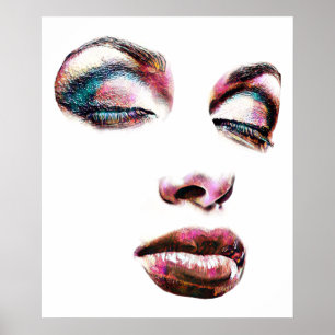 Pop Art Womans konfrontiert Gold Makeup Schönheit  Poster
