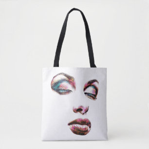Pop Art Womans konfrontiert Makeup Schönheit Abstr Tasche
