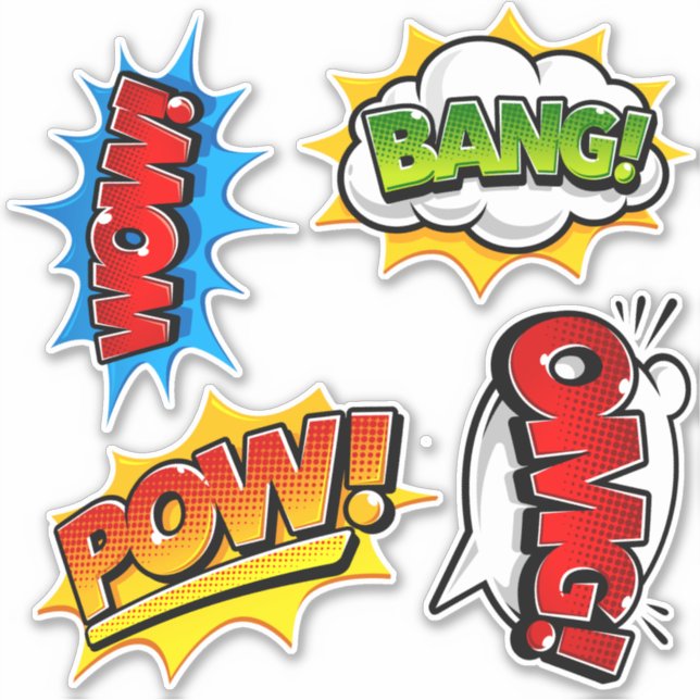Pop Art Wow Bang OMG Pow! Aufkleber (Vorderseite)