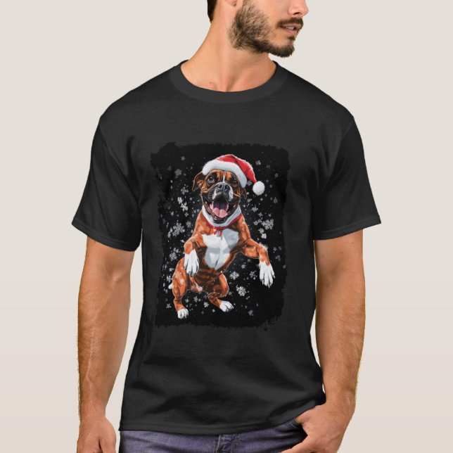 Pop Art Xmas Boxer Dog  T-Shirt (Vorderseite)