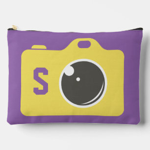 Pop Art Yellow Camera Lila Monogram Zubehörtasche