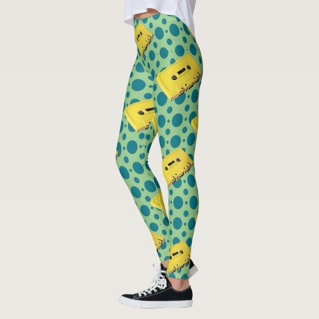 Pop Art Yellow Cassette Tape Leggings (Links)