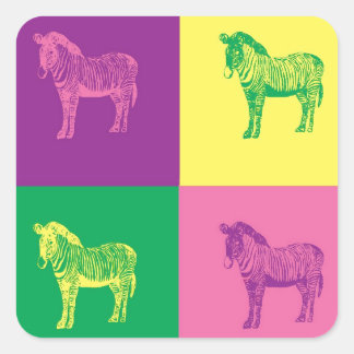 Pop Art Zebra Quadratischer Aufkleber