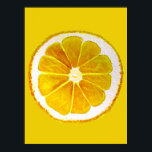 Pop Art Zitronenfrucht Slice Original Aquarell Poster<br><div class="desc">Eine niedliche und farbenfrohe,  lebendige Zitronenfruchtscheibe aus einem Originalgemälde der Künstlerin Sacha Grossel. Diese große Frucht im Pop-Stil ist gelb und sehr hell und farbenfroh,  vor einem individuell gestaltbaren,  lachsgelben Hintergrund. Quirkisch und originell.</div>