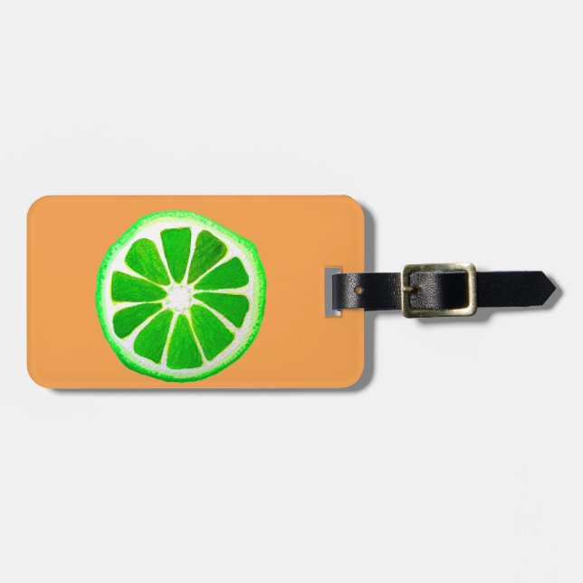 Pop Art Zitrusfrüchte Limone Früchte Original Aqua Gepäckanhänger (Vorderseite horizontal)
