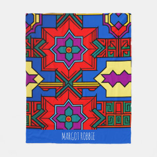 Pop auf Hexagon-Blume Red Blue Isometric Muster Fleecedecke