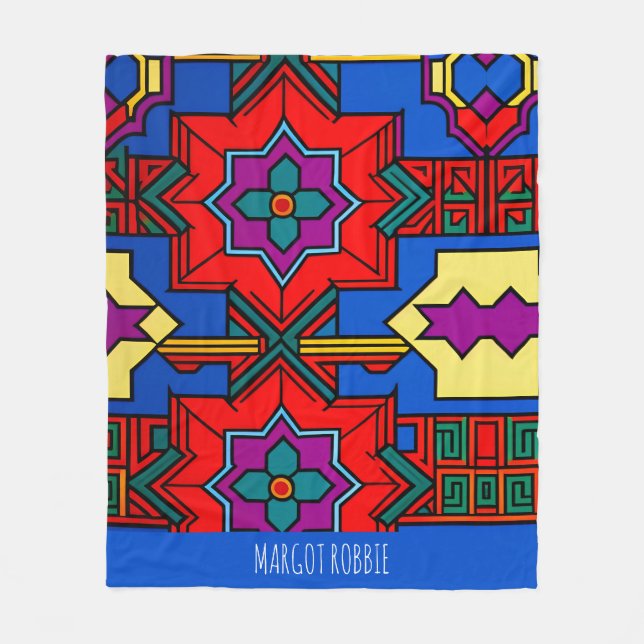 Pop auf Hexagon-Blume Red Blue Isometric Muster Fleecedecke (Vorderseite)