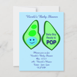 Pop Baby Boy Blue Pea Baby Dusche nach Maß Magneteinladung
