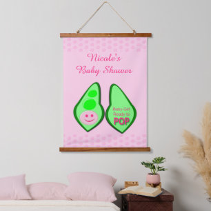 Pop Baby Girl Pink Pea Babydusche nach Maß Wandteppich Mit Holzrahmen