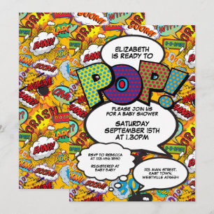 Pop Baby Showroom Comic Book Modern Einladung