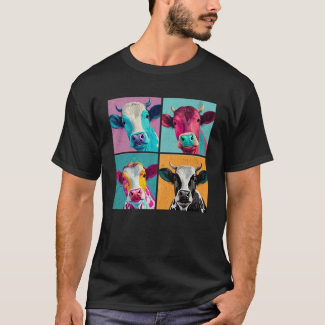 Pop bei Rindern Illustration Farbige Tierfrauen Mä T-Shirt (Vorderseite)