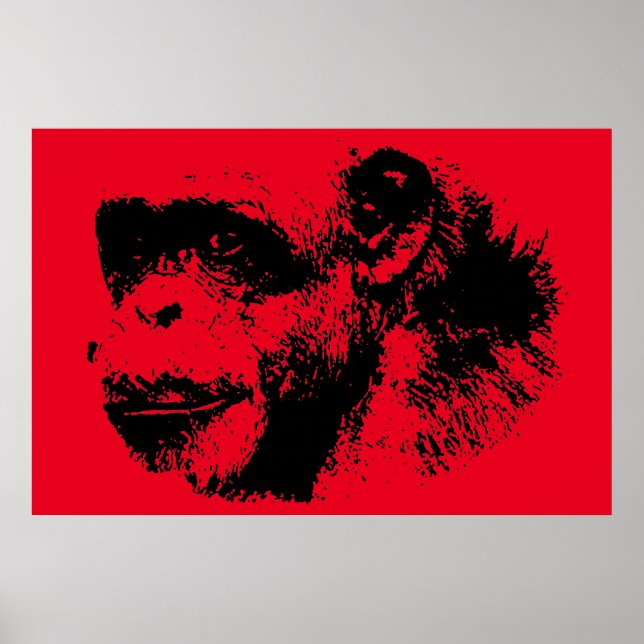 Pop Black & Red Chimpanze Poster (Vorne)