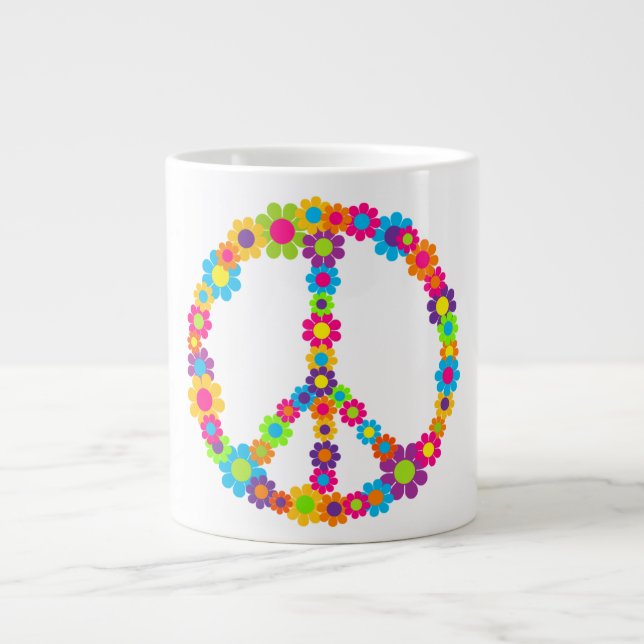 Pop Blume Power Frieden Jumbo-Tasse (Vorderseite)
