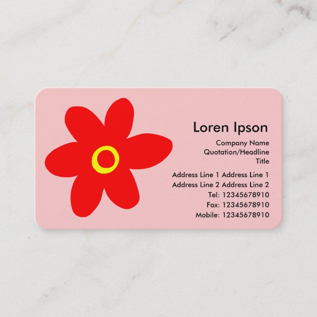 Pop Blume - Rosa (FFCCCC) Visitenkarte (Vorderseite)