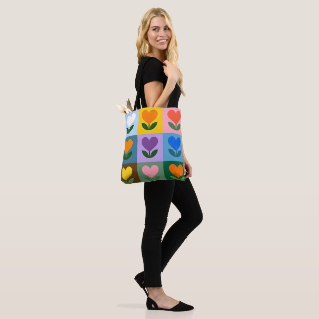 Pop-Blumengitter-Totbeutel Tasche (Am Model)