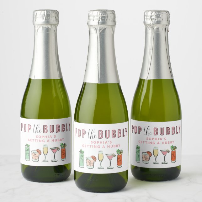 Pop Bubbly Bachelorette Sparkling Vins Étiquettes (Bouteilles)