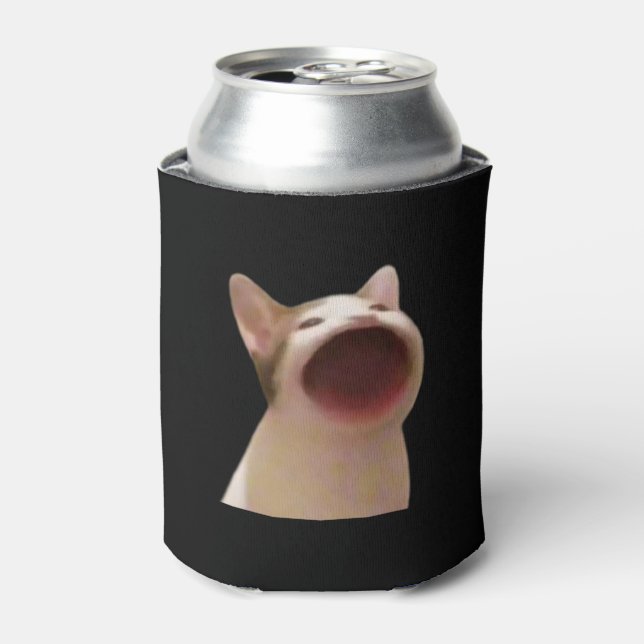 Pop Cat Meme Doppelseitiges Schwarz Dosenkühler (Kanne Vorderseite)
