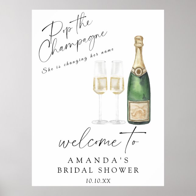 Pop Champagner Begrüßung Brautparty Party Poster (Vorne)