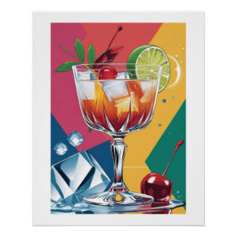 Pop & Cherry – Cocktailkunst im Retro-Stil Poster