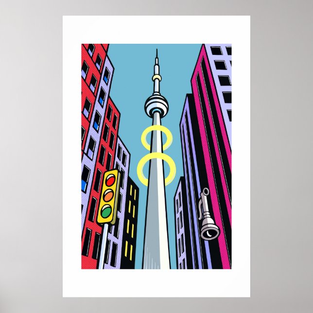 Pop City Skyline – Urban Tower Poster (Vorne)