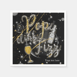 POP CLINK FIZZ Champagne Bubbles Party Celebration Serviette