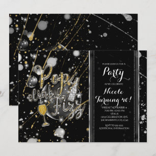 POP CLINK FIZZ Champagner-Blasen Party-Einladungen Einladung