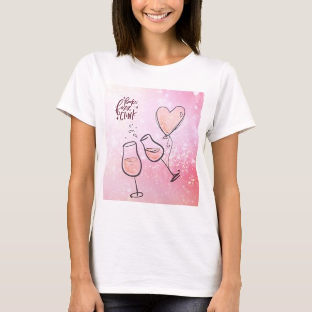 Pop Clink Fizz Custom Junggeselinnen-Abschied  T-Shirt (Vorderseite)