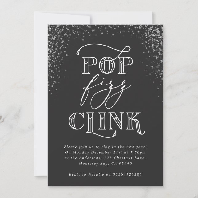 pop clink fizz fiançailles fête de fête invitation (Devant)