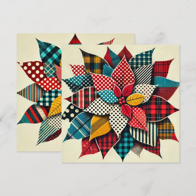 Pop Collage Art Poinsettia Scrapbook Einladung (Vorne/Hinten)