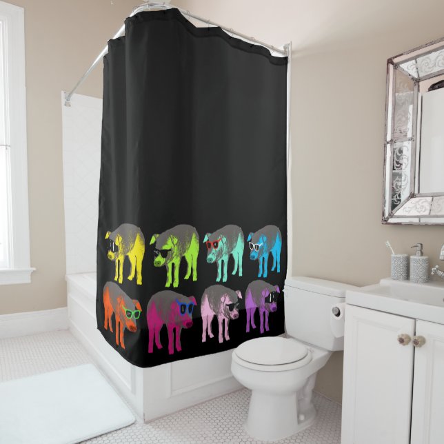 Pop Colors Chinese Pig Year Zodiac Duschvorhang (Beispiel)