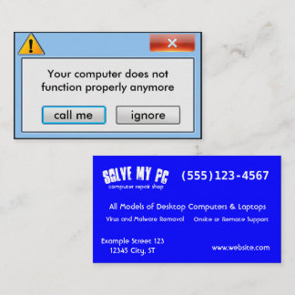 Pop Computer Repair Company herauf Mitteilung Visitenkarte