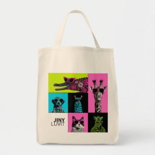 Pop Crew Buntes Tier-Mosaik-Shopping-Tasche Tragetasche