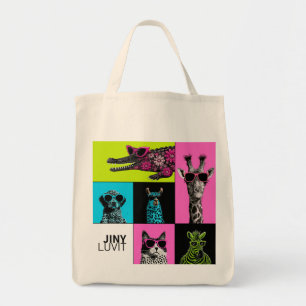 Pop Crew Buntes Tier-Mosaik-Tasche Tragetasche