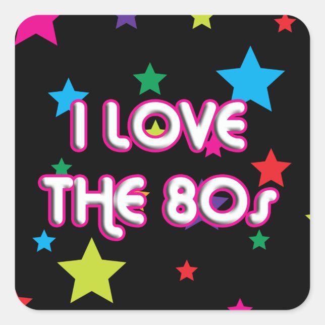 Pop Culture Retro I Liebe 80er Quadratischer Aufkleber (Vorderseite)