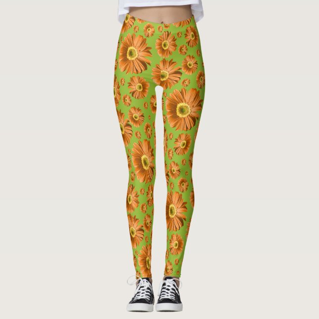 Pop Daisy Orange Leggings (Vorderseite)