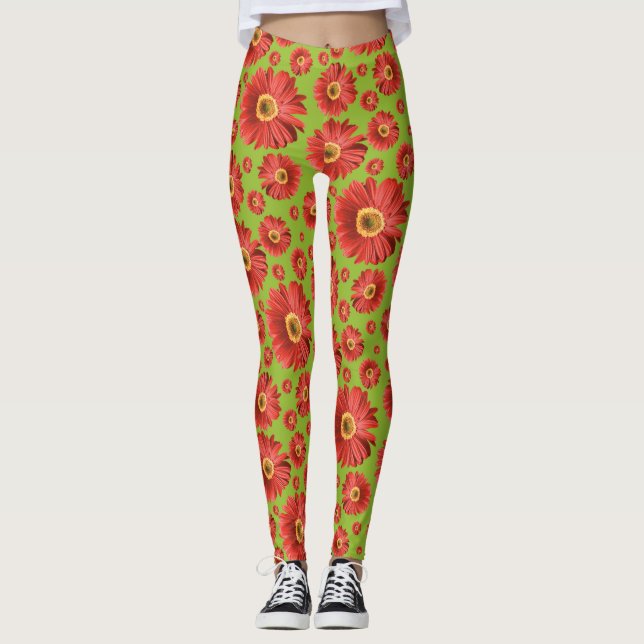 Pop Daisy Red Leggings (Vorderseite)
