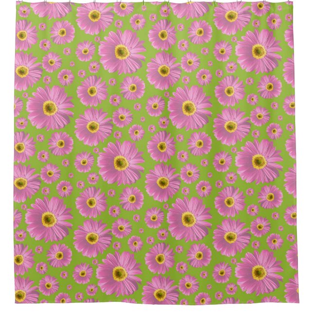 Pop Daisy Rosa Duschvorhang (Vorderseite)