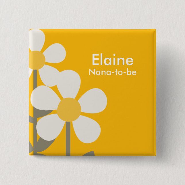 POP DAISY Yellow Flowers Personalisiert Button (Vorderseite)