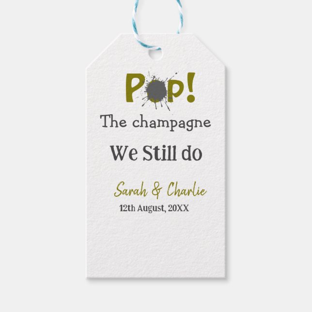Pop den Champagner machen wir immer noch goldgraue Geschenkanhänger (Vorderseite)