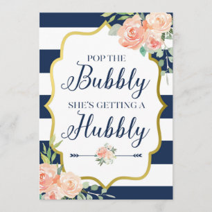 Pop der Blase, die sie bekommt ein Hubby-Zeichen Einladung