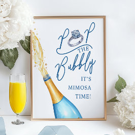 Pop der Bubbly Mimosa Bar Brautparty-Zeichen Poster