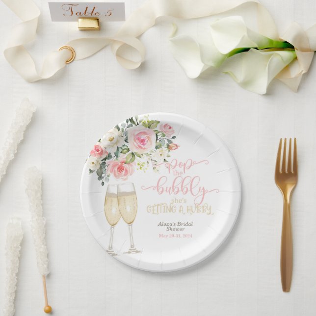Pop der Bubbly, sie bekommt ein Hubby Pappteller (Hochzeit)