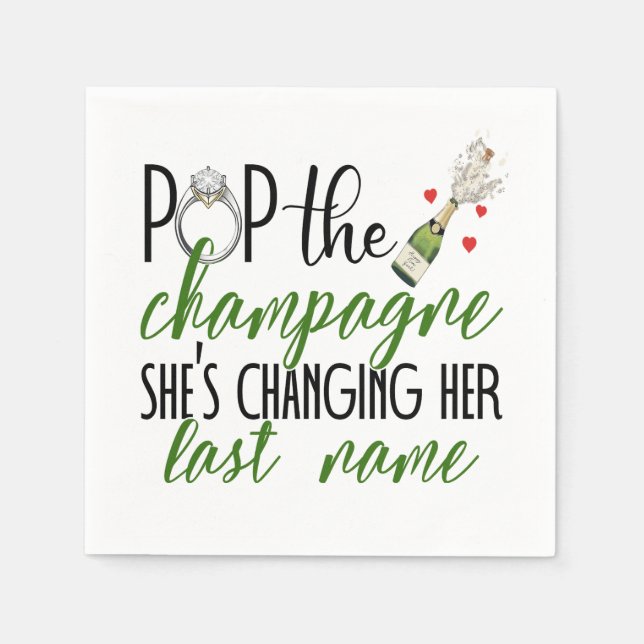 Pop der Champagne Verlobung Paper Napkin Serviette (Vorderseite)