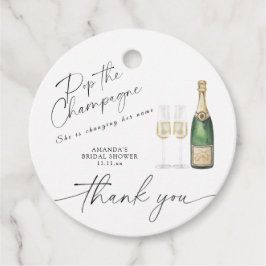 Pop der Champagne - vielen Dank Brautparty Geschenkanhänger