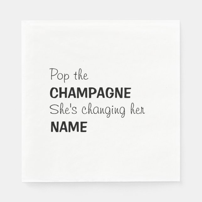 Pop der Champagner Bridal Cocktail-Servietten Serviette (Vorderseite)
